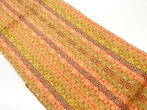 幾何学に花模様織出し名古屋帯